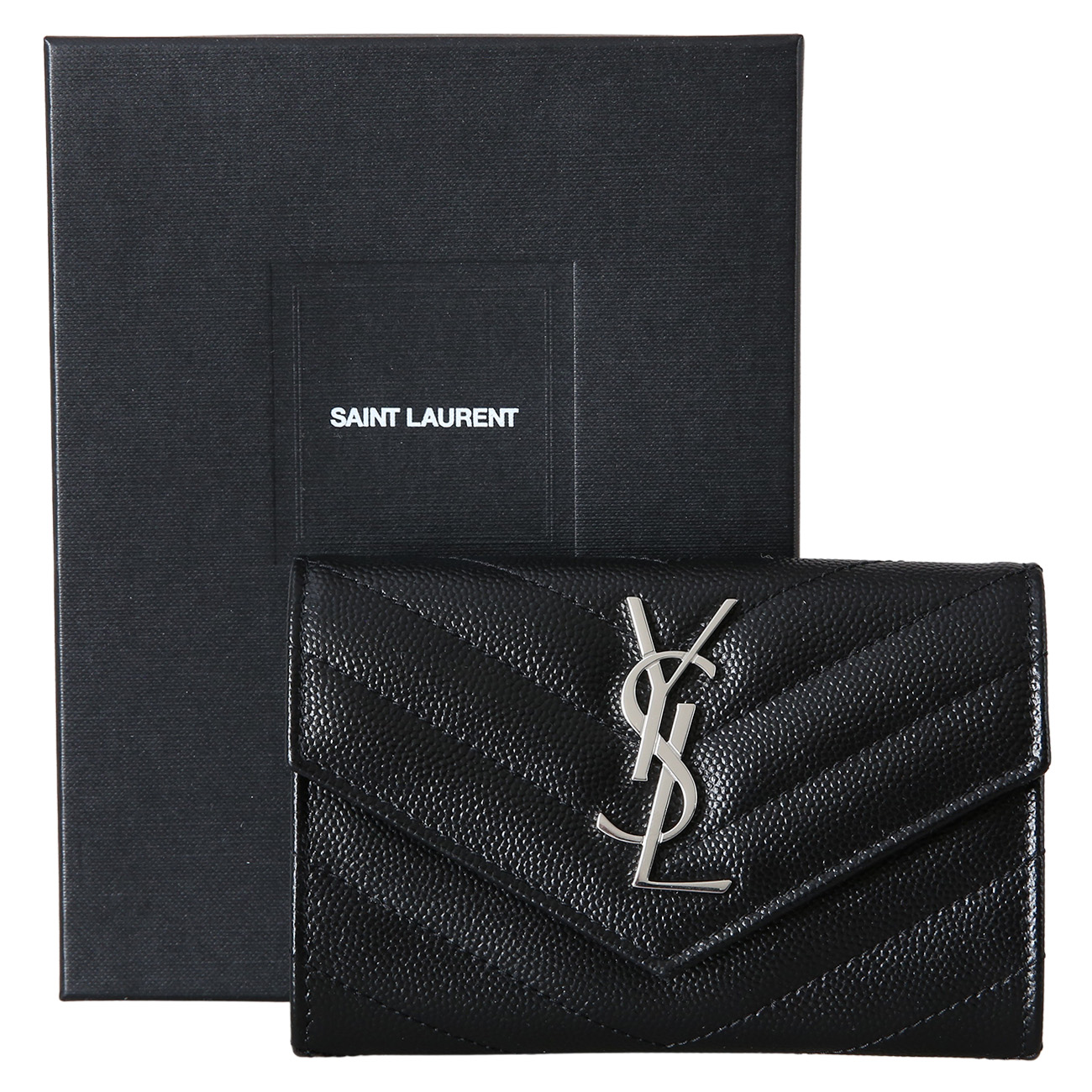 Yves Saint Laurent(USED)생로랑 414404 마틀라세 스몰 엔벨로프 지갑 은장